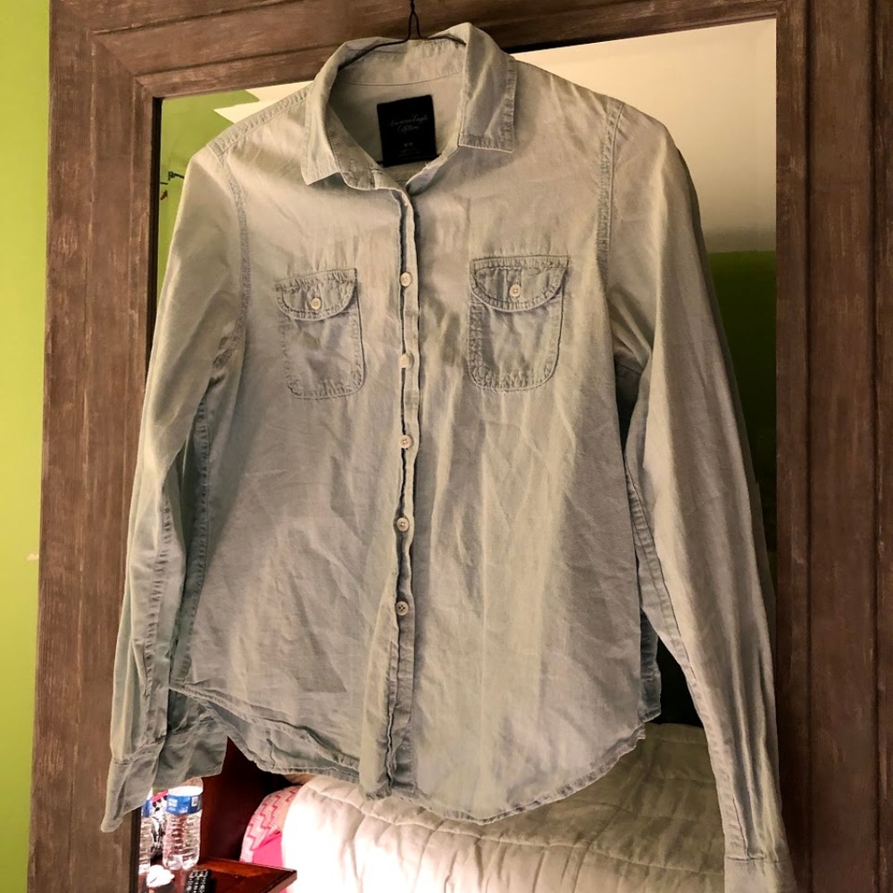 A&E Blue Long Sleeve Button Up